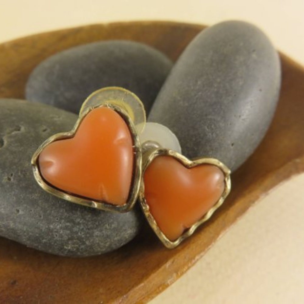 Orange Heart Earrings - Picture 2 of 6